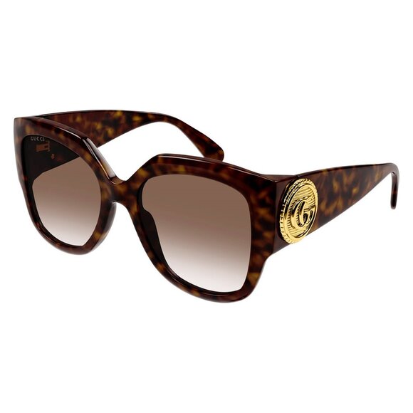 NEW GUCCI SUNGLASSES, AUTHENTIC WOMEN HAVANA BROWN OVERSIZED SUNGLASSES - Picture 1 of 3